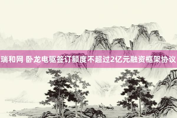瑞和网 卧龙电驱签订额度不超过2亿元融资框架协议