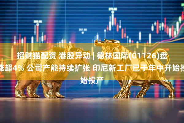 招财猫配资 港股异动 | 德林国际(01126)盘中涨超4% 公司产能持续扩张 印尼新工厂已于年中开始投产