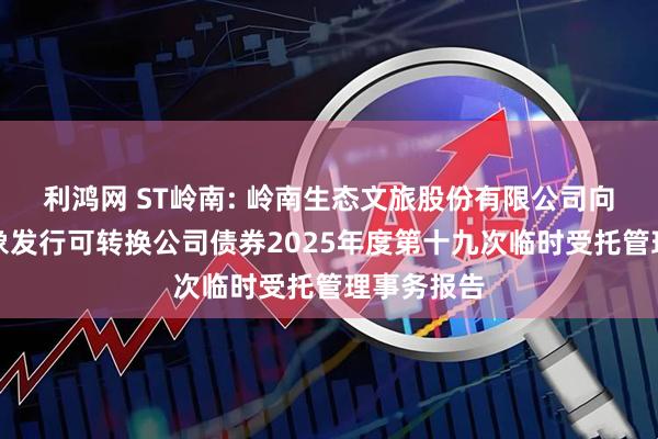 利鸿网 ST岭南: 岭南生态文旅股份有限公司向不特定对象发行可转换公司债券2025年度第十九次临时受托管理事务报告