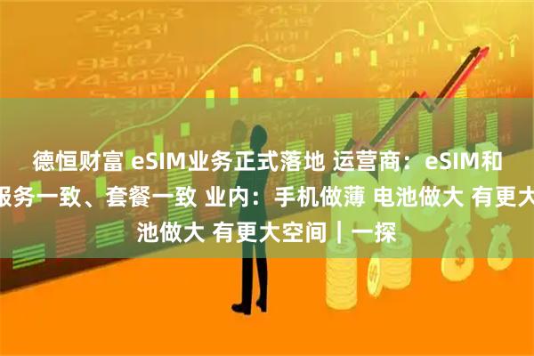 德恒财富 eSIM业务正式落地 运营商：eSIM和实体SIM卡服务一致、套餐一致 业内：手机做薄 电池做大 有更大空间｜一探