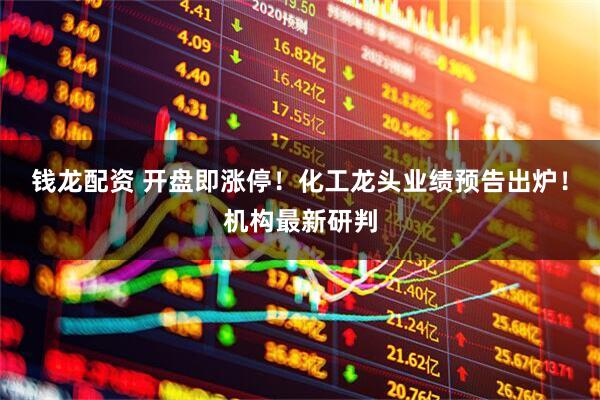 钱龙配资 开盘即涨停！化工龙头业绩预告出炉！机构最新研判